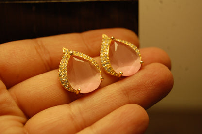 ELEGANT ZIRCON & PINK EARRINGS