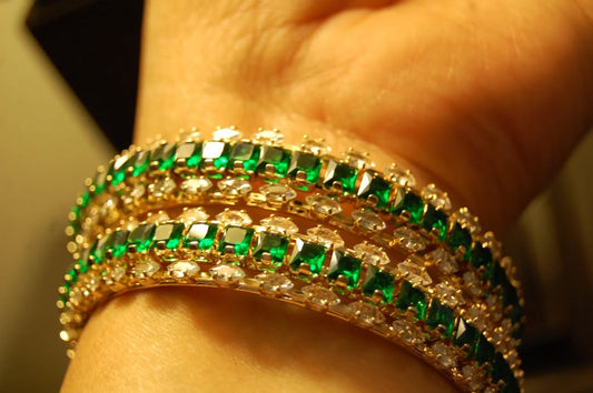 ELEGANT GREEN & ZIRCON BANGLES