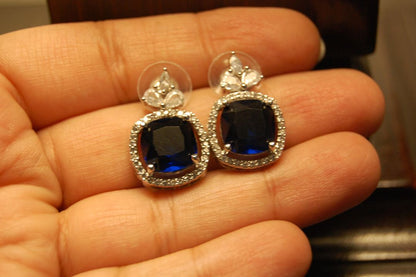ELEGANT ZIRCON & SAPPHIRE BLUE EARRINGS