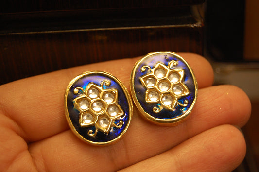 BLUE MEENA & KUNDAN EARRINGS