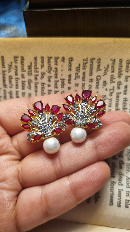 RED EARRINGS WITH PEARLS