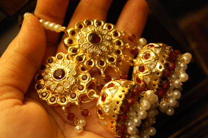 TRADITIONAL RED & KUNDAN JHUMKAS