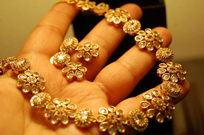 SOUTH INDIAN NECKLACE SET IN ZIRCON