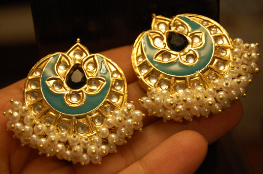 FEROZY MEENA WITH BLUE STONE & PEARLS EARRINGS