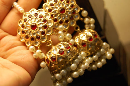 KUNDAN & RED JHUMKAS
