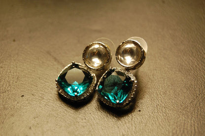 AMERICAN DIAMOND EARRINGS IN DEEP TURQUOISE