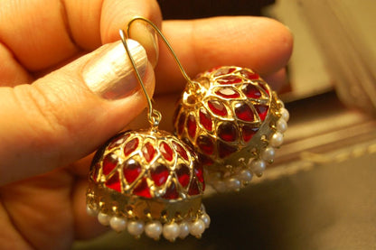 RUBY RED JHUMKAS