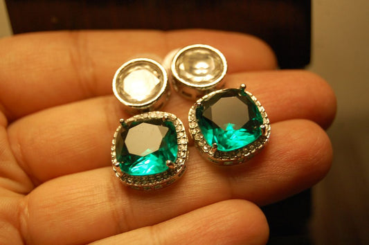 AMERICAN DIAMOND EARRINGS IN SEA GREEN