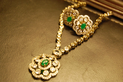 DELICATE GREEN & ZIRCON NECKLACE SET