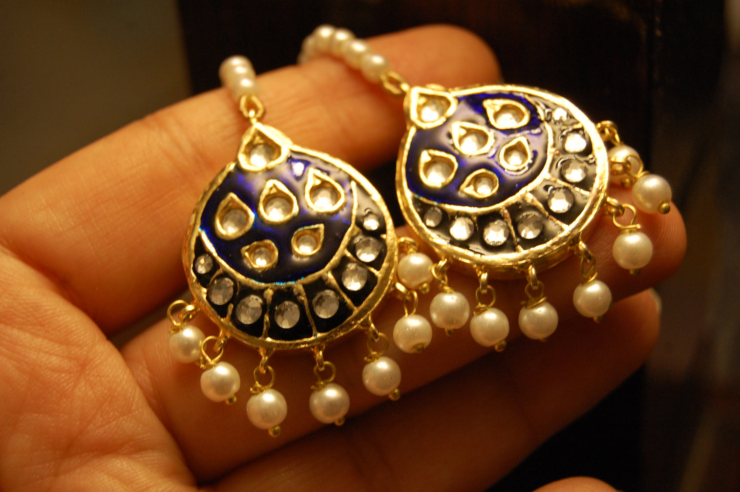 BLUE MEENA & KUNDAN EARRINGS