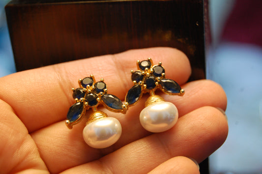 PEARL & BLUE EARRINGS