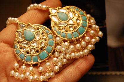 FEROZA KUNDAN & PEARLS EARRINGS