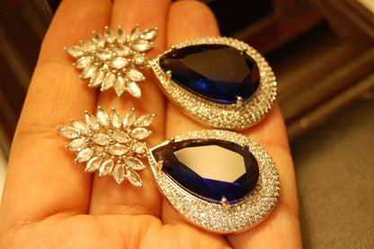 SAPPHIRE BLUE ZIRCON EARRINGS