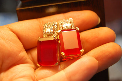 RUBY RED & ZIRCON EARRINGS