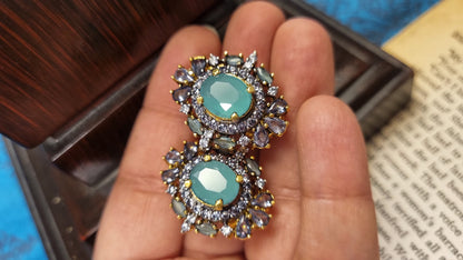 JADE GREEN ZIRCON EARRINGS