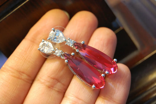 RED & ZIRCON EARRINGS