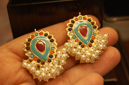 MULTI STONE EARRINGS WITH FEROZY MEENA