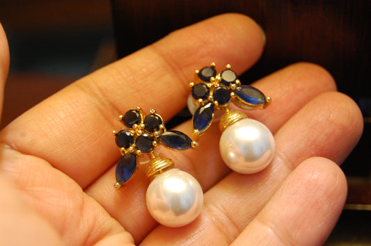 PEARL & BLUE EARRINGS