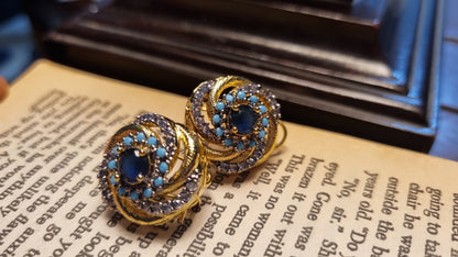 ELEGANT FEROZA & BLUE EARRINGS