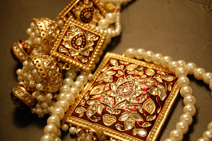 KUNDAN & RED MEENA MALA SET