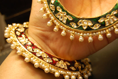 SINGLE, 3D MEENA & KUNDAN KARA , ONE SIDE GREEN OTHER RED MEENA