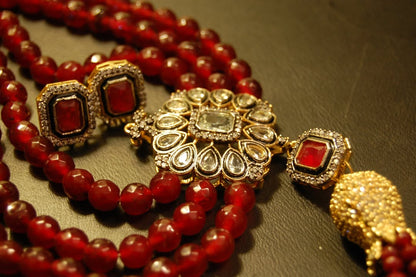RUBY RED LONG MALA WITH TUSSEL