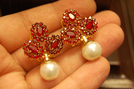 RED & PEARL EARRINGS