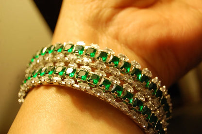 ELEGANT GREEN & ZIRCON BANGLES