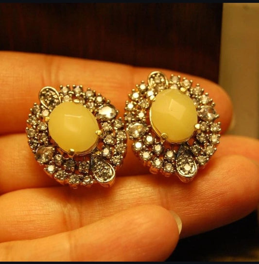 YELLOW AND ZIRCON EARRINGS