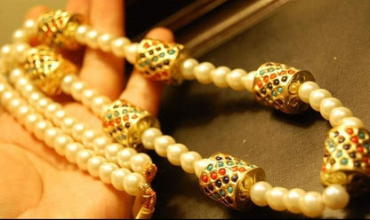 GORGEOUS DHOLKI MALA & EARRINGS IN NAURATAN