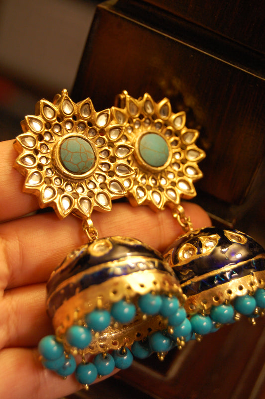 BLUE MEENA & FEROZA KUNDAN JHUMKAS