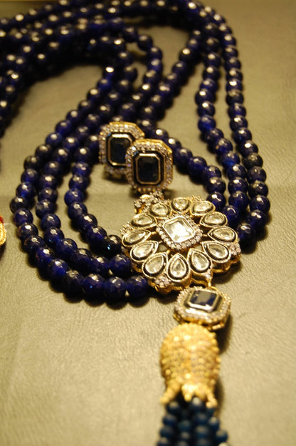 SAPPHIRE BLUE LONG MALA WITH TUSSEL
