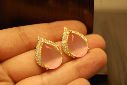 ELEGANT ZIRCON & PINK EARRINGS