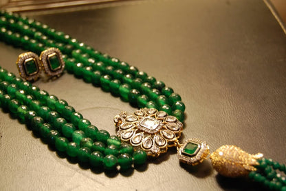 EMERALD GREEN LONG MALA WITH TUSSEL
