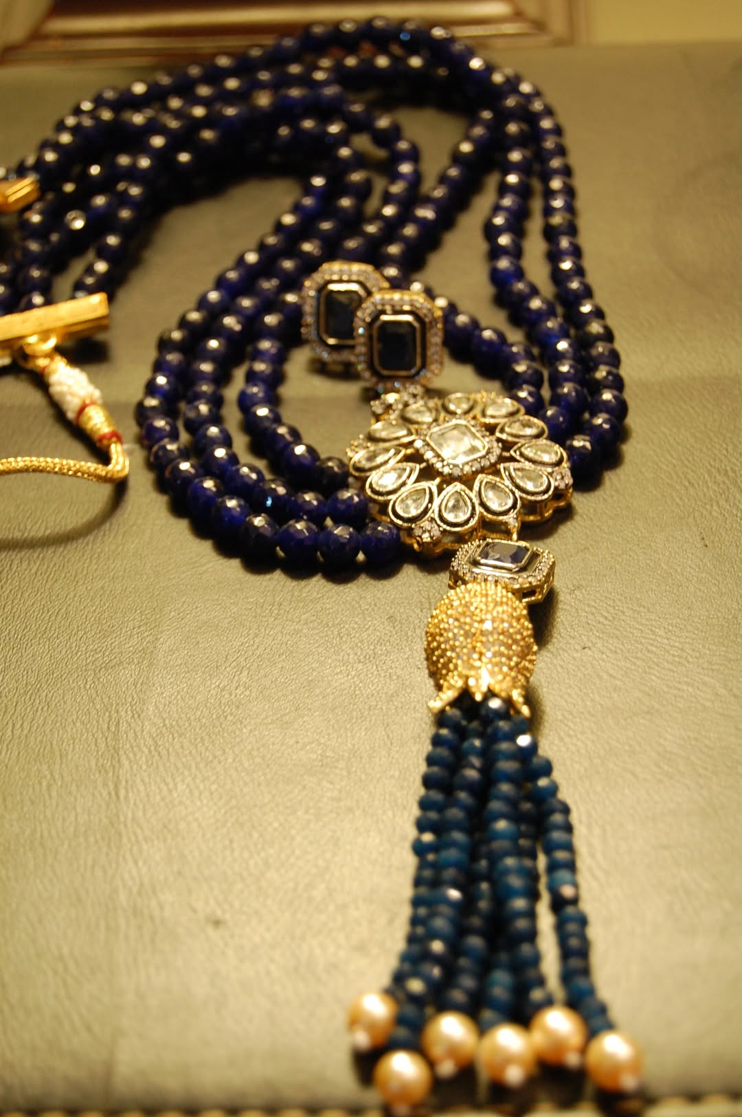 SAPPHIRE BLUE LONG MALA WITH TUSSEL