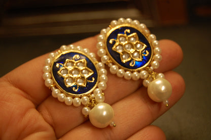 BLUE MEENA & KUNDAN EARRINGS