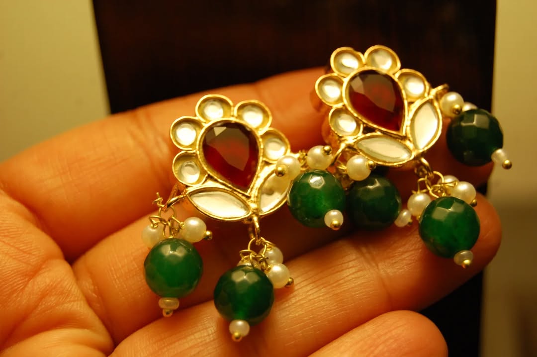 RED & GREEN KUNDAN EARRINGS
