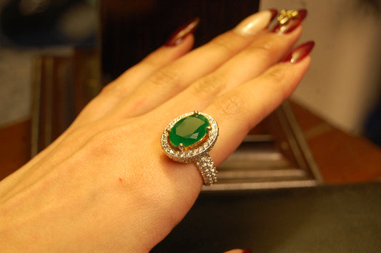 GREEN & ZIRCON RING