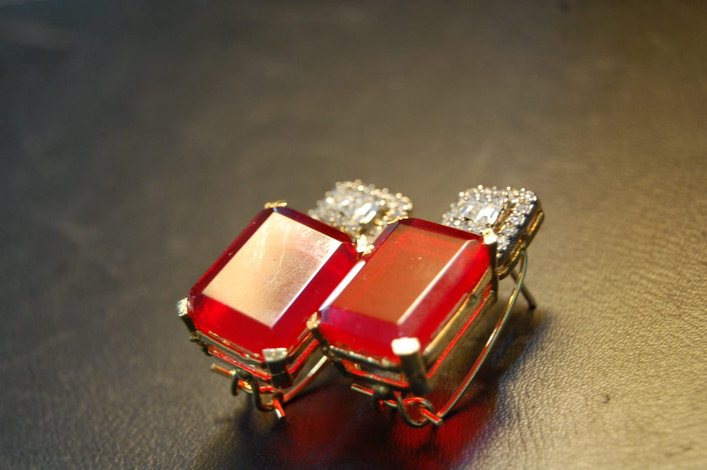 RUBY RED & ZIRCON EARRINGS