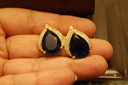 ELEGANT ZIRCON & SAPPHIRE BLUE EARRINGS