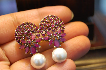 RED & PEARL EARRINGS