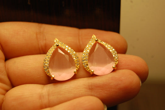 ELEGANT ZIRCON & PINK EARRINGS