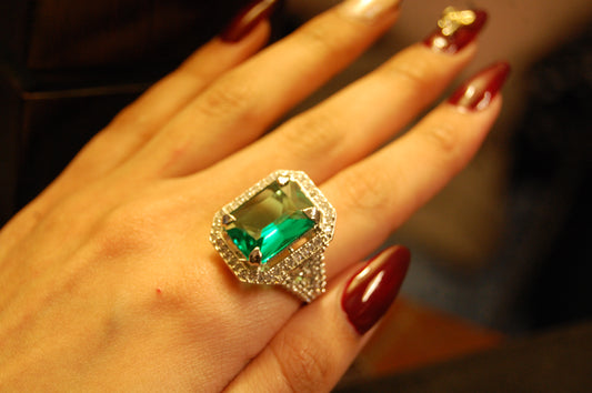 GREEN & ZIRCON RING