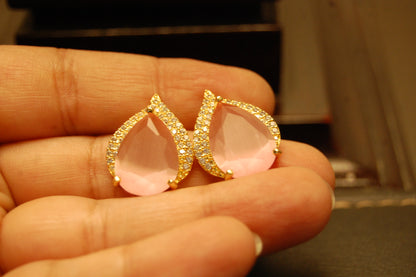 ELEGANT ZIRCON & PINK EARRINGS