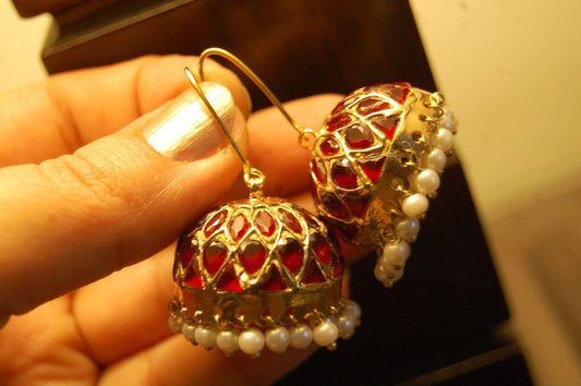 RUBY RED JHUMKAS