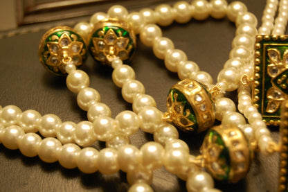MALA & JHUMKA SET IN KUNDAN WITH GREEN MEENA