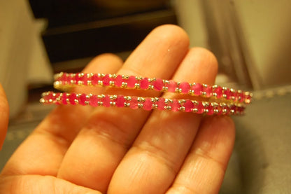 PAIR OF ELEGANT RUBY RED  BANGLES