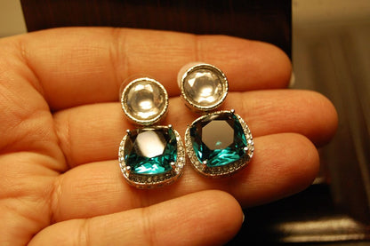 AMERICAN DIAMOND EARRINGS IN DEEP TURQUOISE