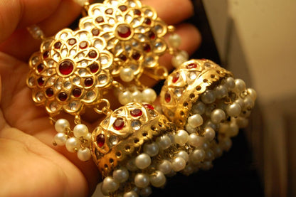 KUNDAN & RED JHUMKAS