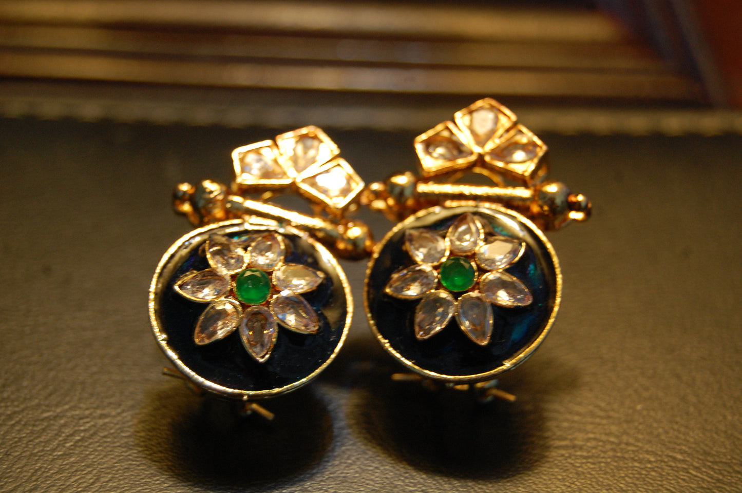 BLUE MEENA & KUNDAN EARRINGS